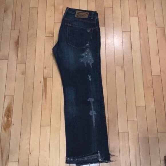 𝅺JUST Cavalli men dark blue straight leg distressed jeans size 33 47 - Picture 5 of 16